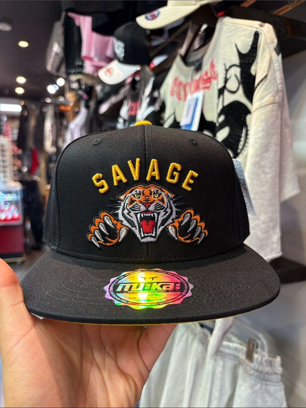 Savage Tiger Embroidered Snapback Hat - Black & Orange